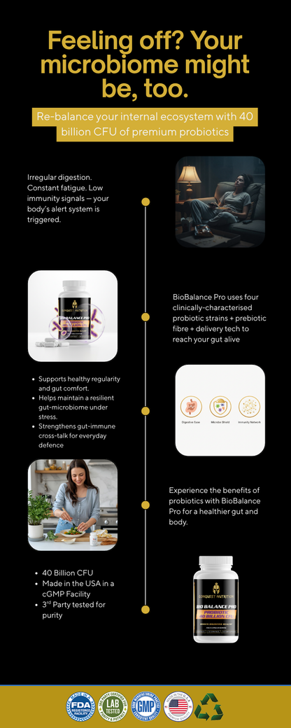 Bio Balance Pro Probiotic - 40 Billion CFU | 60 Veggie Capsules for Digestive Health