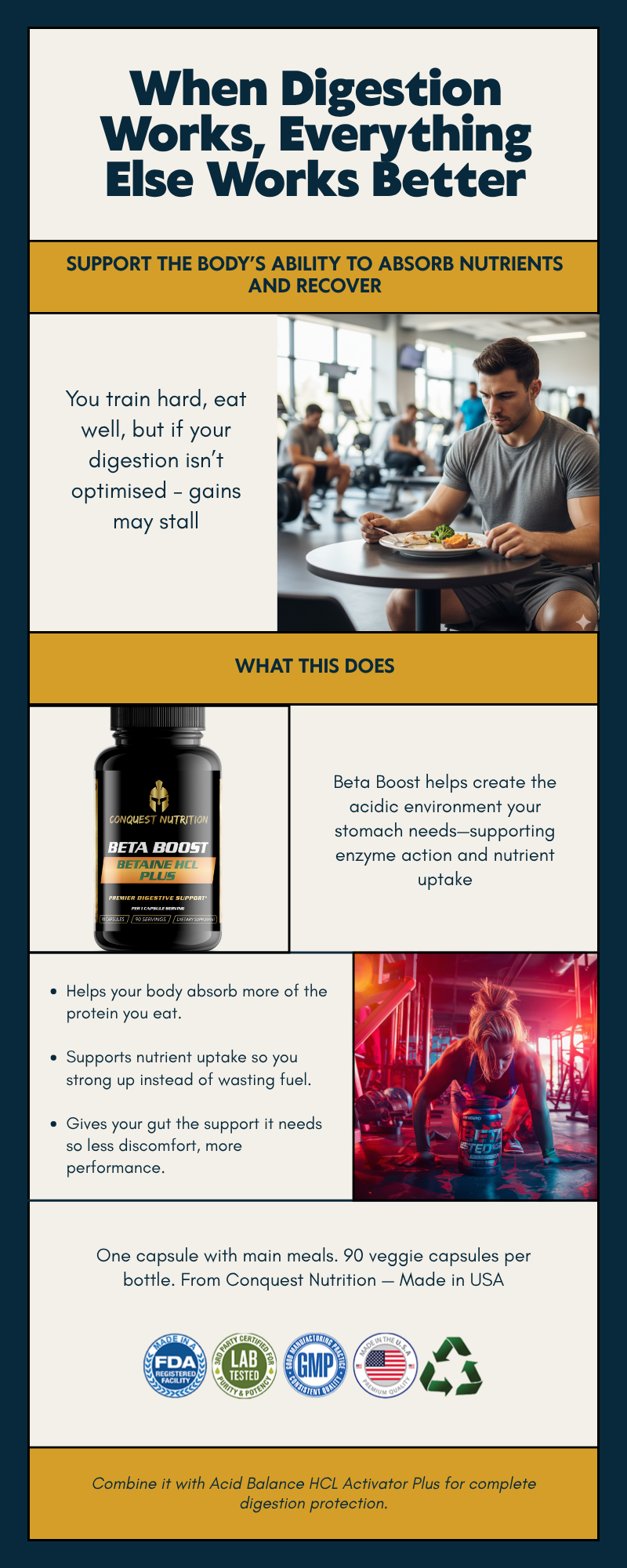 Beta Boost Betaine HCL Plus - Boost Digestive Health with 90 Veggie Capsules