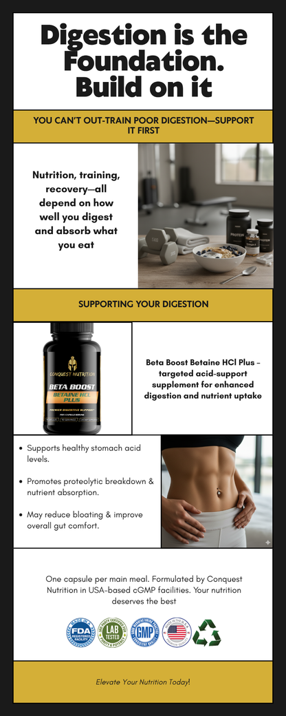 Beta Boost Betaine HCL Plus - Boost Digestive Health with 90 Veggie Capsules
