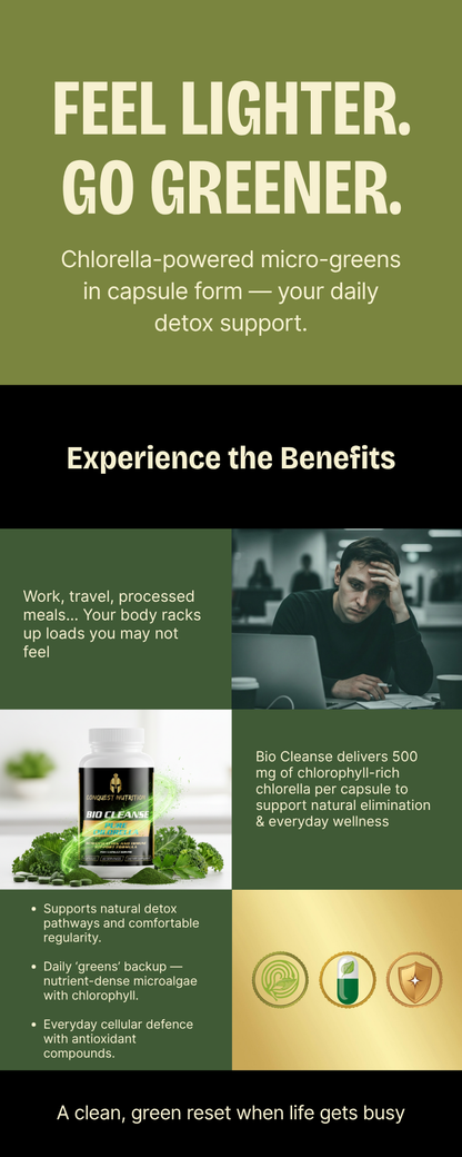 Bio Cleanse Pure Chlorella Capsules - Pure 500mg in 50 Veggie Capsules