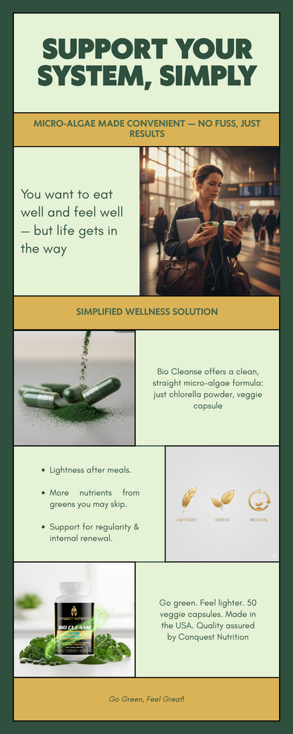 Bio Cleanse Pure Chlorella Capsules - Pure 500mg in 50 Veggie Capsules