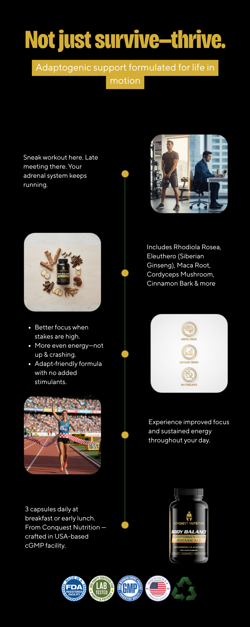 Body Balance Adaptogen Herb Botanicals - 90 Veggie Capsules for Optimal Wellness