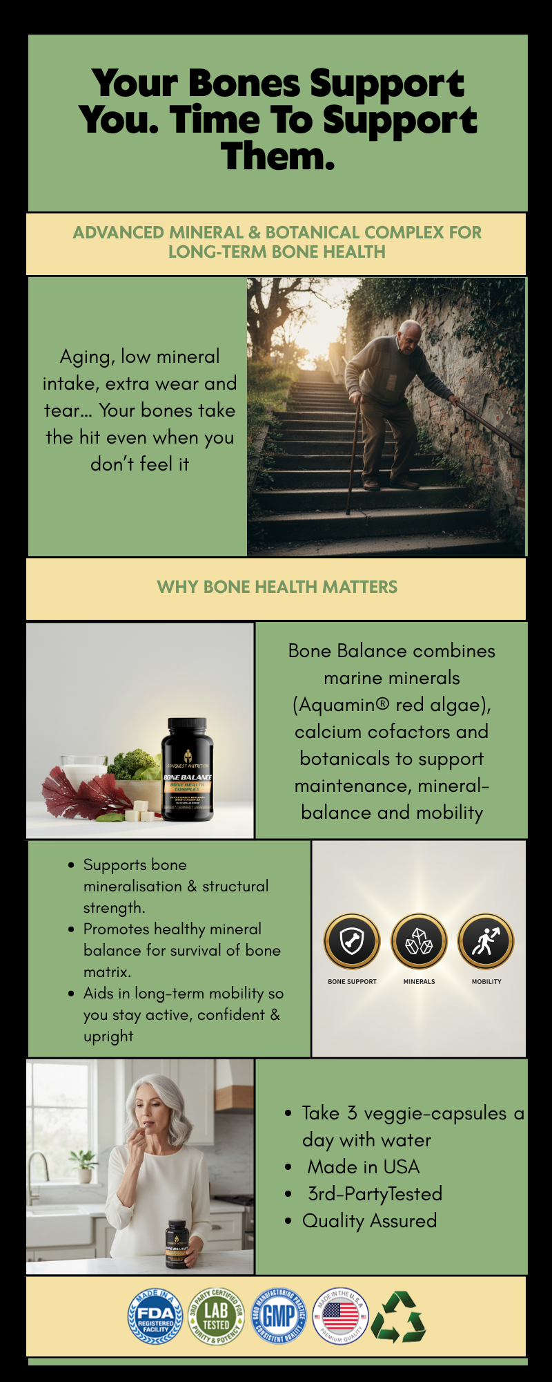 Bone Balance Bone Health Complex - 90 Veggie Capsules for Optimal Bone Support