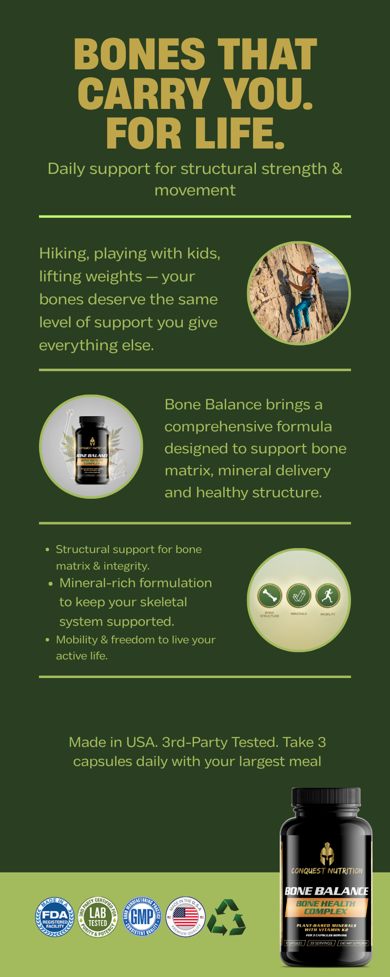 Bone Balance Bone Health Complex - 90 Veggie Capsules for Optimal Bone Support