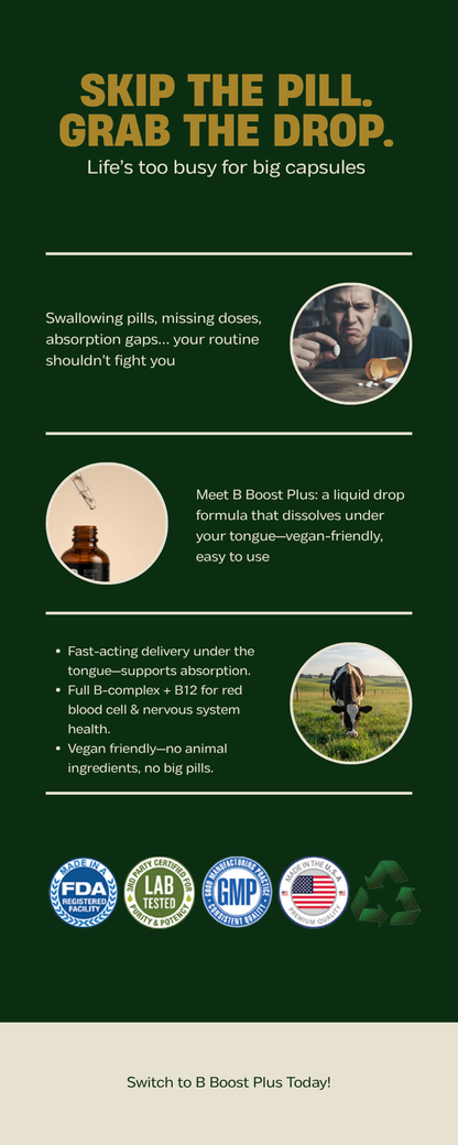 B Boost Plus B-12 Drops 2oz - B12 Drops Vegan Friendly