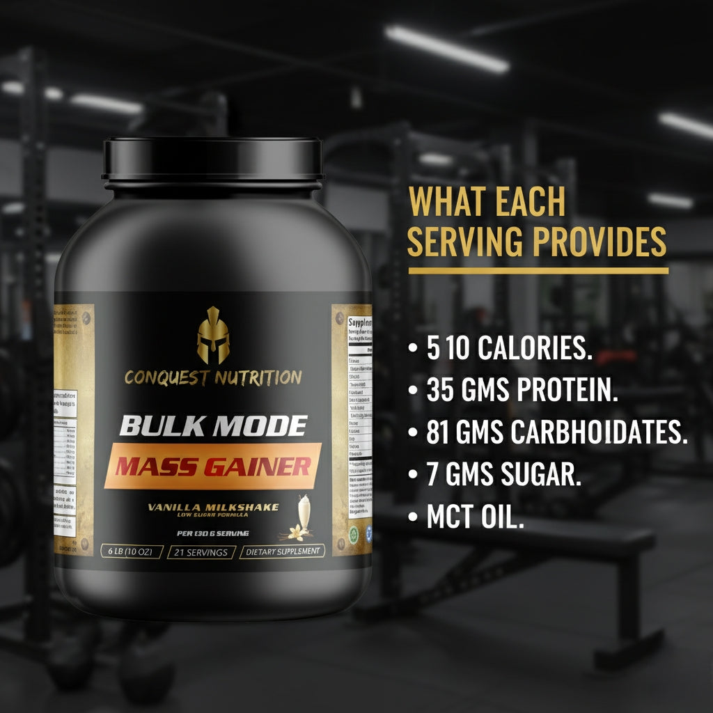 Bulk Mode Mass Gainer Vanilla Milkshake Flavor - Low Sugar Formula 6lbs for Strength and Muscle Gain