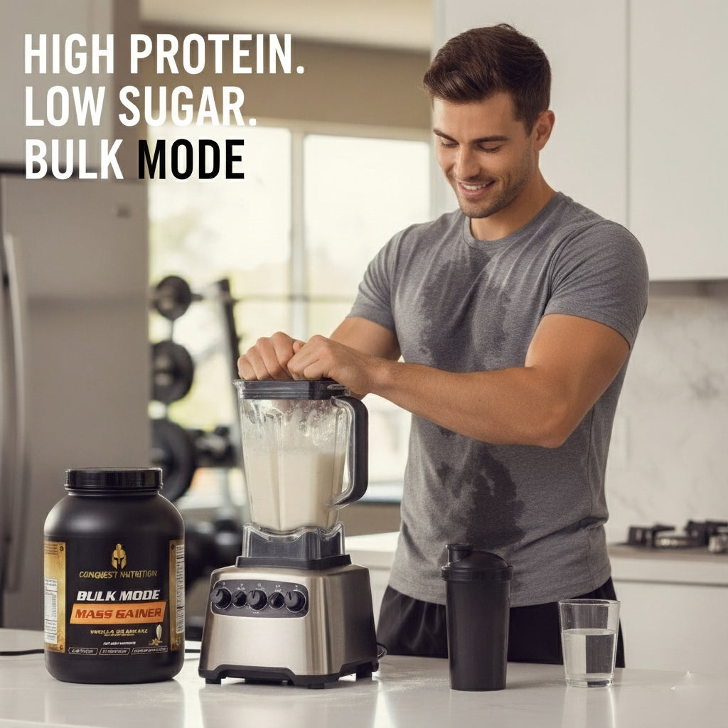 Bulk Mode Mass Gainer Vanilla Milkshake Flavor - Low Sugar Formula 6lbs for Strength and Muscle Gain