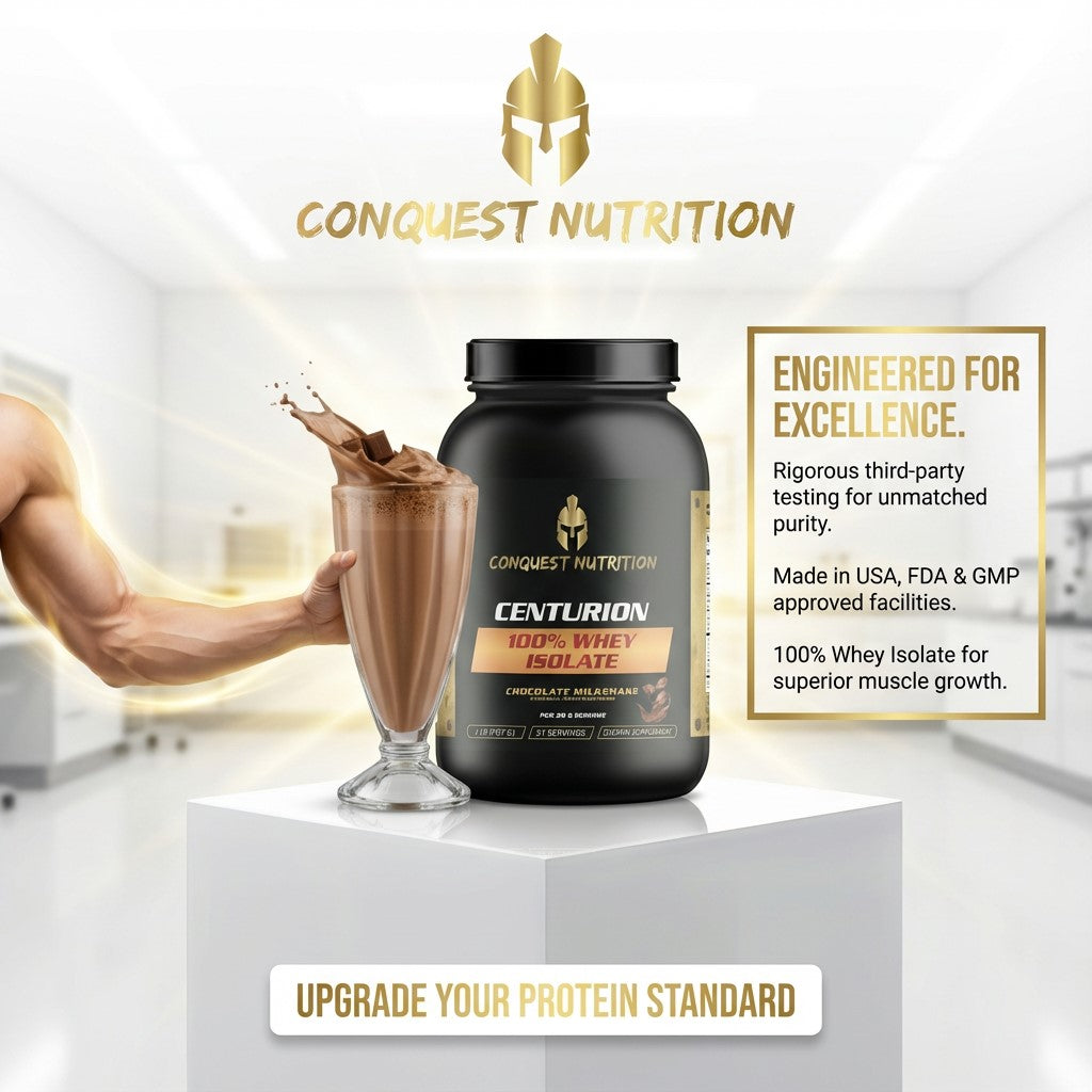 Centurion 100% Whey Isolate Chocolate Milkshake Flavor 2lb - Premium Protein for Muscle Growth