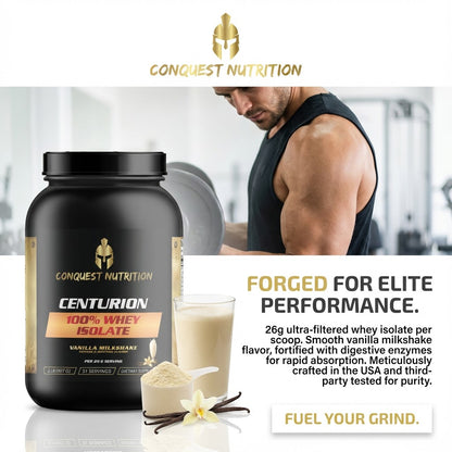 Centurion 100% Whey Isolate Vanilla Milkshake Flavor - 2lb Protein Powder