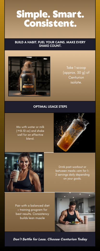 Centurion 100% Whey Isolate Chocolate Milkshake Flavor 2lb - Premium Protein for Muscle Growth