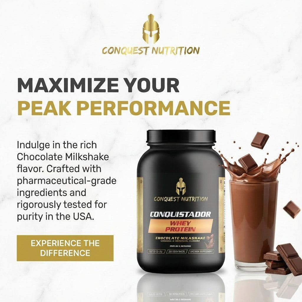 Conquistador Chocolate Whey Protein - Delicious Milkshake Flavor 2lb