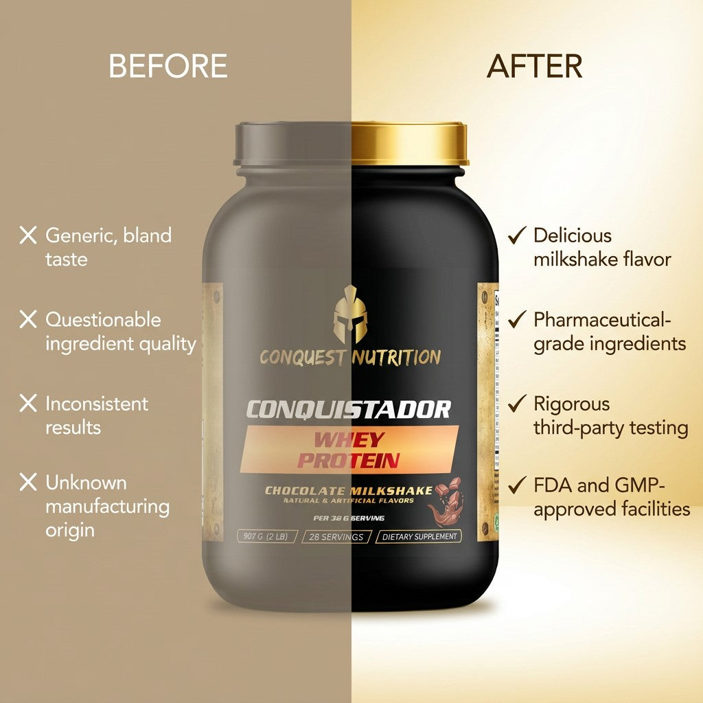 Conquistador Chocolate Whey Protein - Delicious Milkshake Flavor 2lb