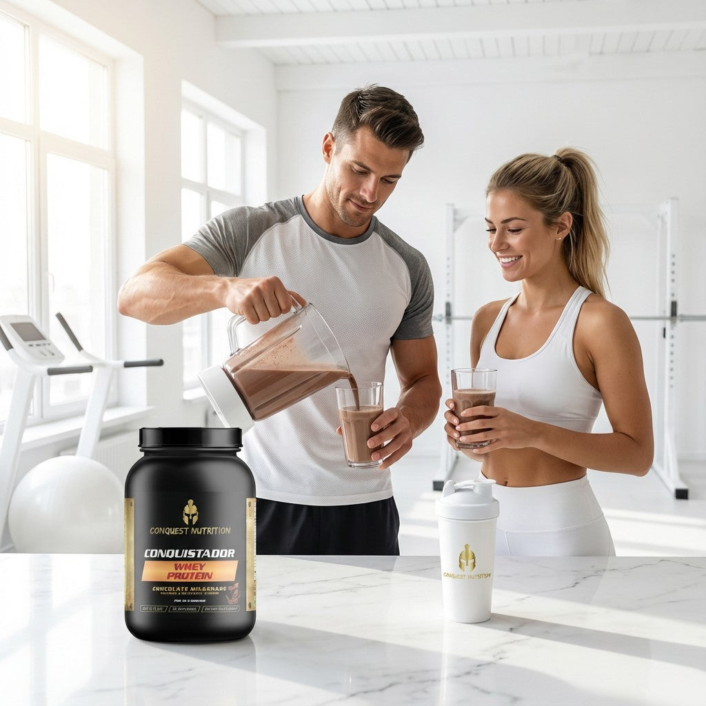 Conquistador Chocolate Whey Protein - Delicious Milkshake Flavor 2lb