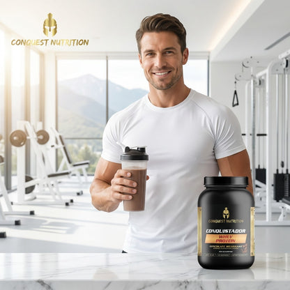 Conquistador Chocolate Whey Protein - Delicious Milkshake Flavor 2lb