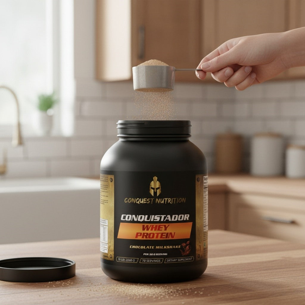 Conquistador Chocolate Whey Protein - Delicious Milkshake Flavor 2lb