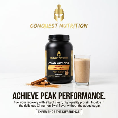 Conquistador Whey Protein Cinnamon Swirl Flavor 2lb - Delicious Protein Boost