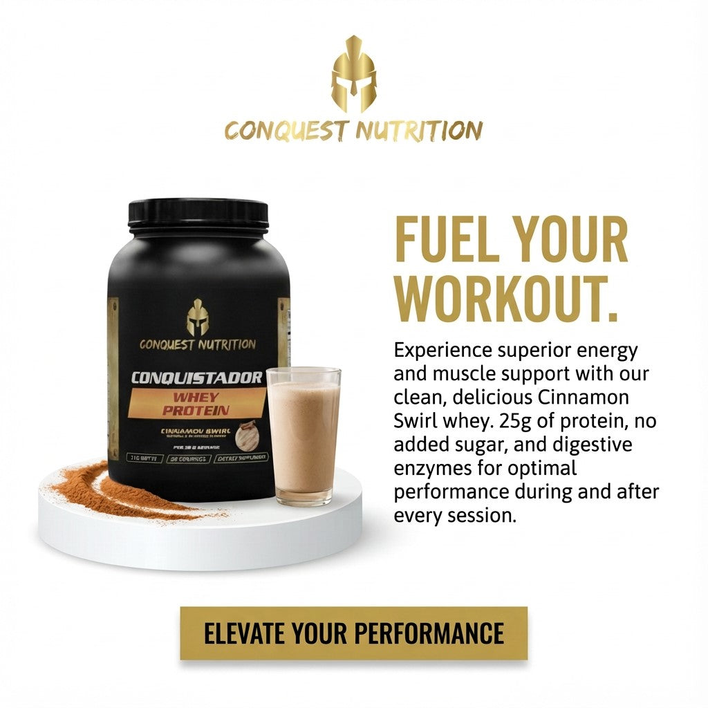 Conquistador Whey Protein Cinnamon Swirl Flavor 2lb - Delicious Protein Boost
