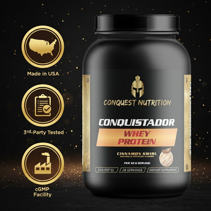 Conquistador Whey Protein Cinnamon Swirl Flavor 2lb - Delicious Protein Boost