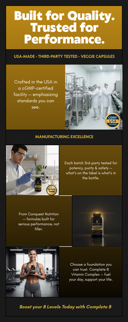 Complete B Vitamin Complex Capsules - 60 Veggie Capsules for Optimal Health