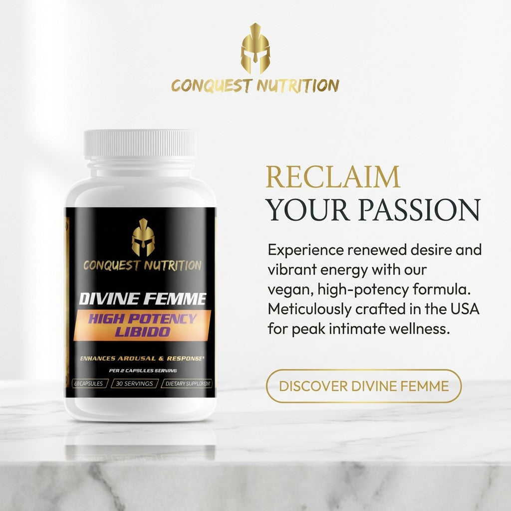 Conquest Nutrition Divine Femme supplement bottle on a white background