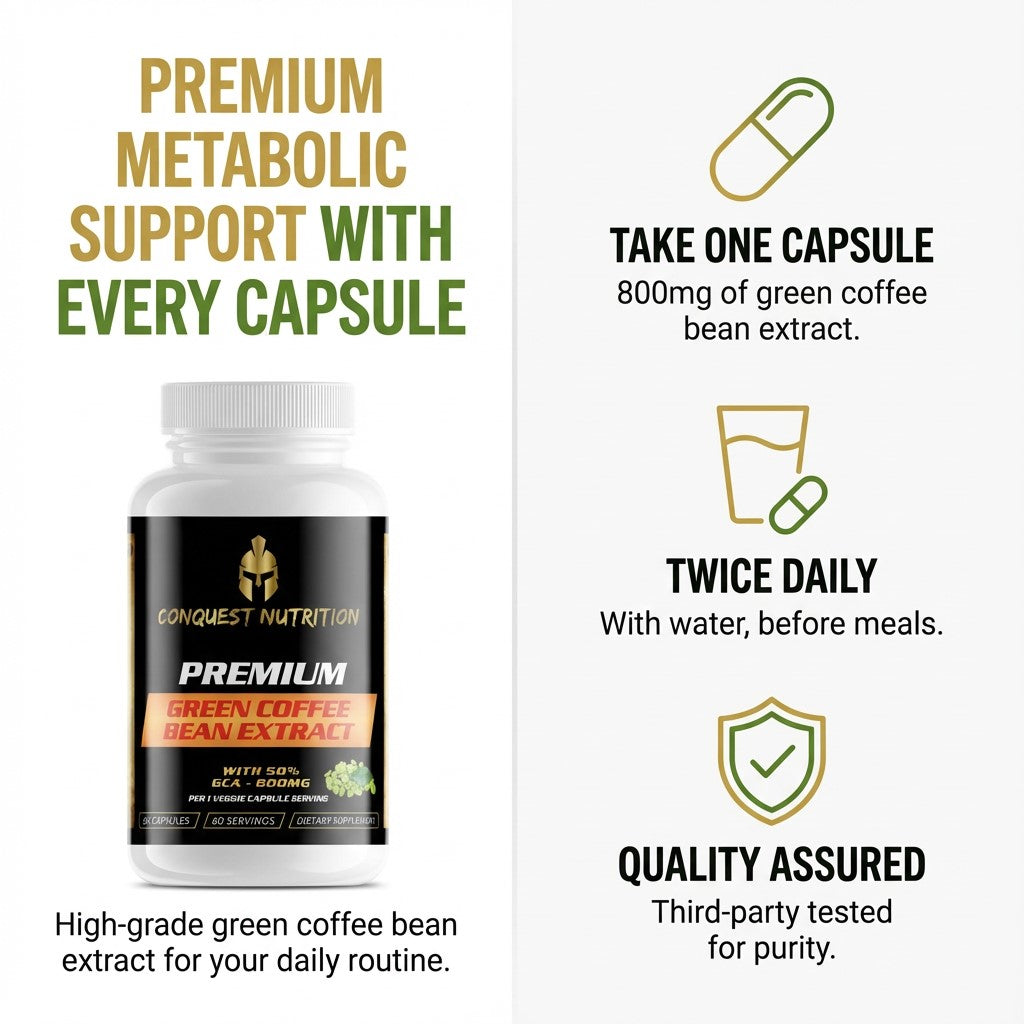 Premium Green Coffee Bean Extract 800mg - 60 Veggie Capsules with 50% GCA