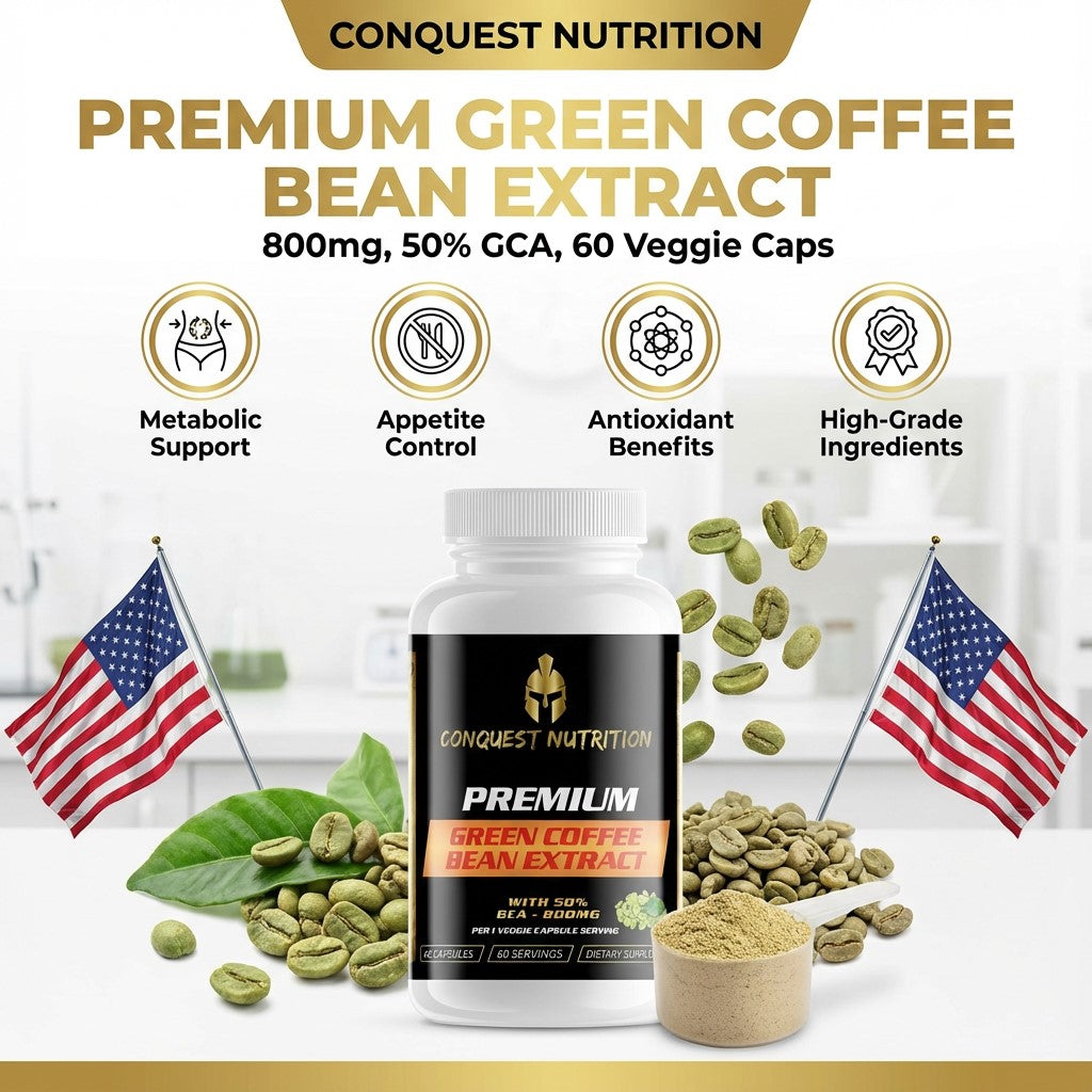 Premium Green Coffee Bean Extract 800mg - 60 Veggie Capsules with 50% GCA