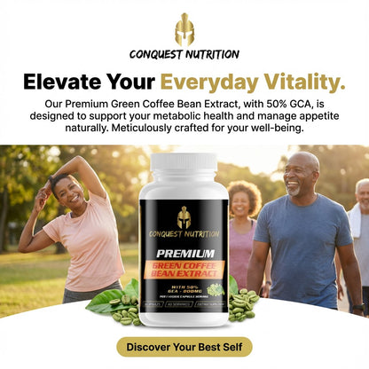 Premium Green Coffee Bean Extract 800mg - 60 Veggie Capsules with 50% GCA
