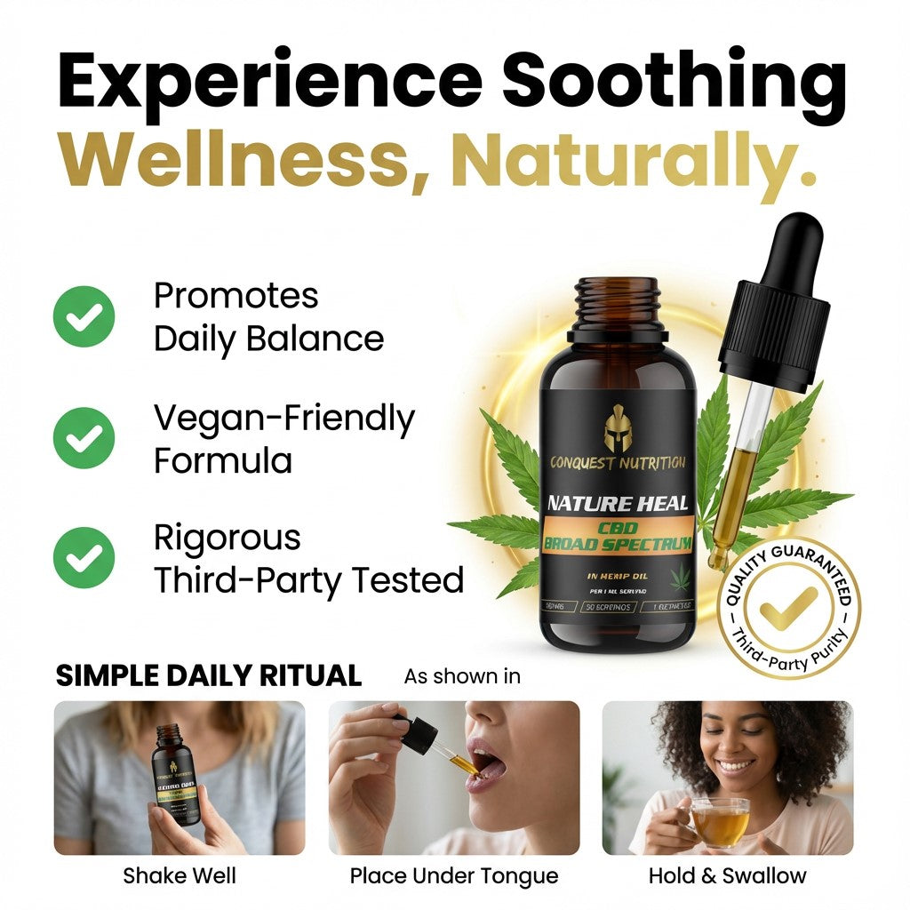 Nature Heal CBD Broad Spectrum Tincture – 500mg (1 oz Hemp Oil) Vegan Friendly