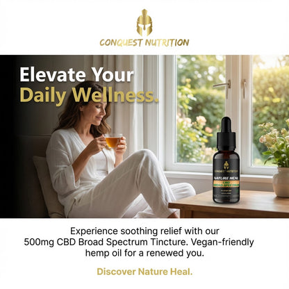 Nature Heal CBD Broad Spectrum Tincture – 500mg (1 oz Hemp Oil) Vegan Friendly