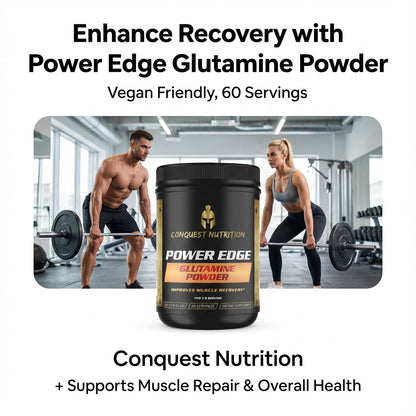 Power Edge Glutamine Powder 300mg - Vegan Friendly Supplement, 60 Servings