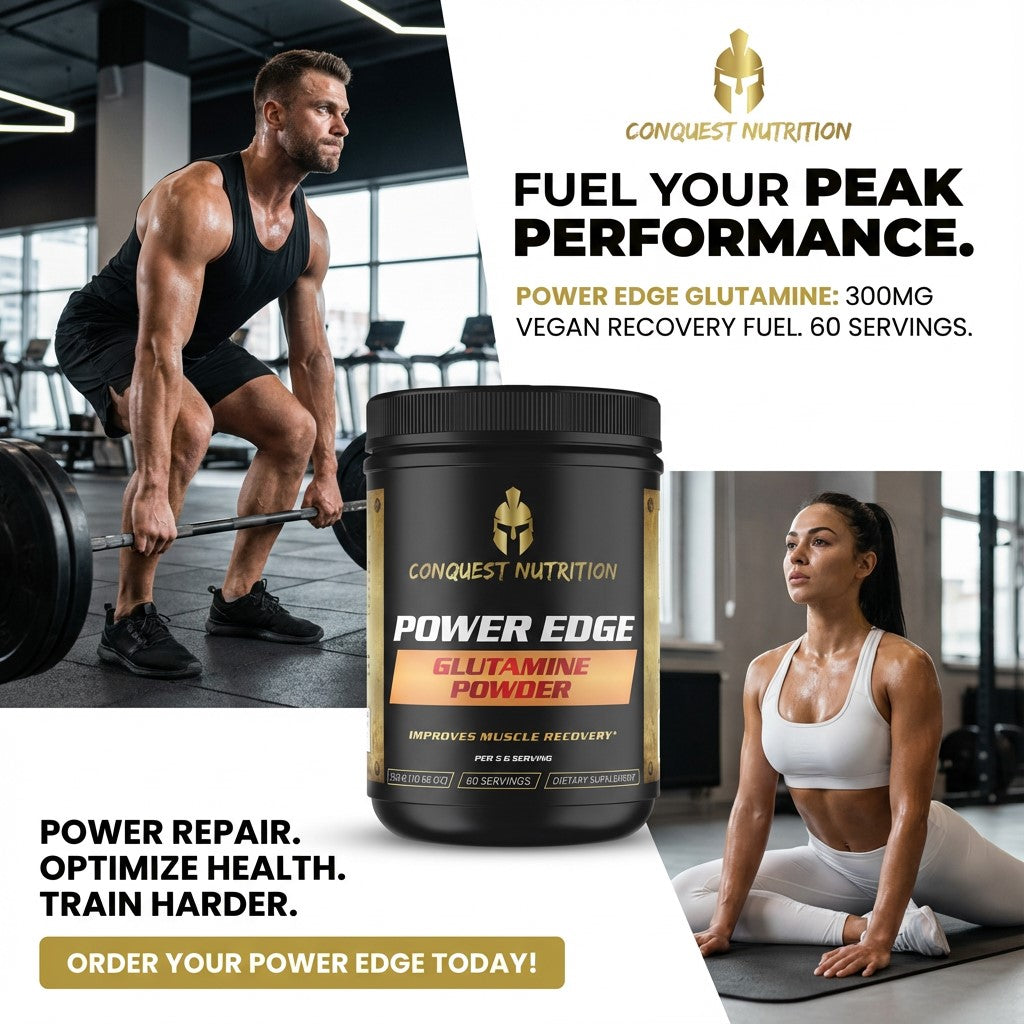 Power Edge Glutamine Powder 300mg - Vegan Friendly Supplement, 60 Servings