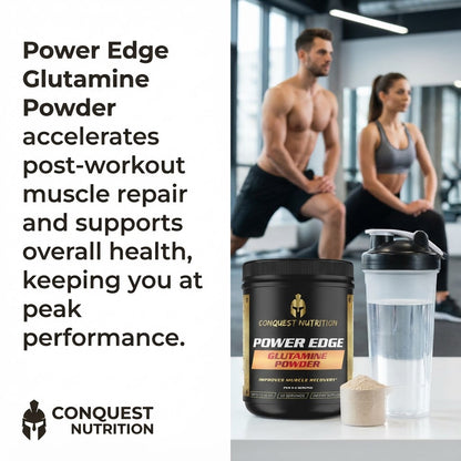Power Edge Glutamine Powder 300mg - Vegan Friendly Supplement, 60 Servings