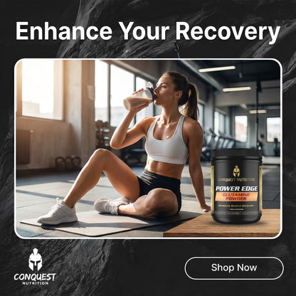 Power Edge Glutamine Powder 300mg - Vegan Friendly Supplement, 60 Servings