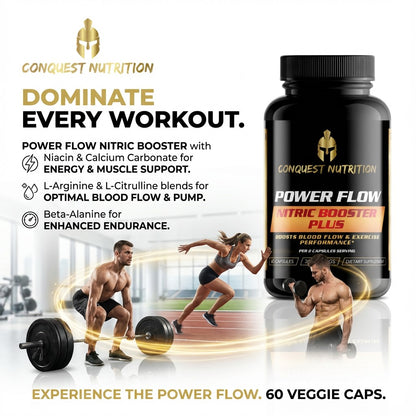 Power Flow Nitric Booster Plus - 60 Veggie Capsules for Enhanced Performance
