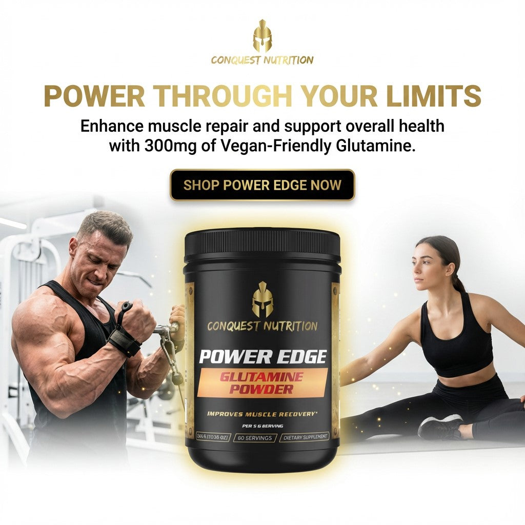 Power Edge Glutamine Powder 300mg - Vegan Friendly Supplement, 60 Servings
