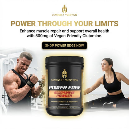 Power Edge Glutamine Powder 300mg - Vegan Friendly Supplement, 60 Servings