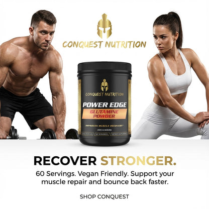 Power Edge Glutamine Powder 300mg - Vegan Friendly Supplement, 60 Servings