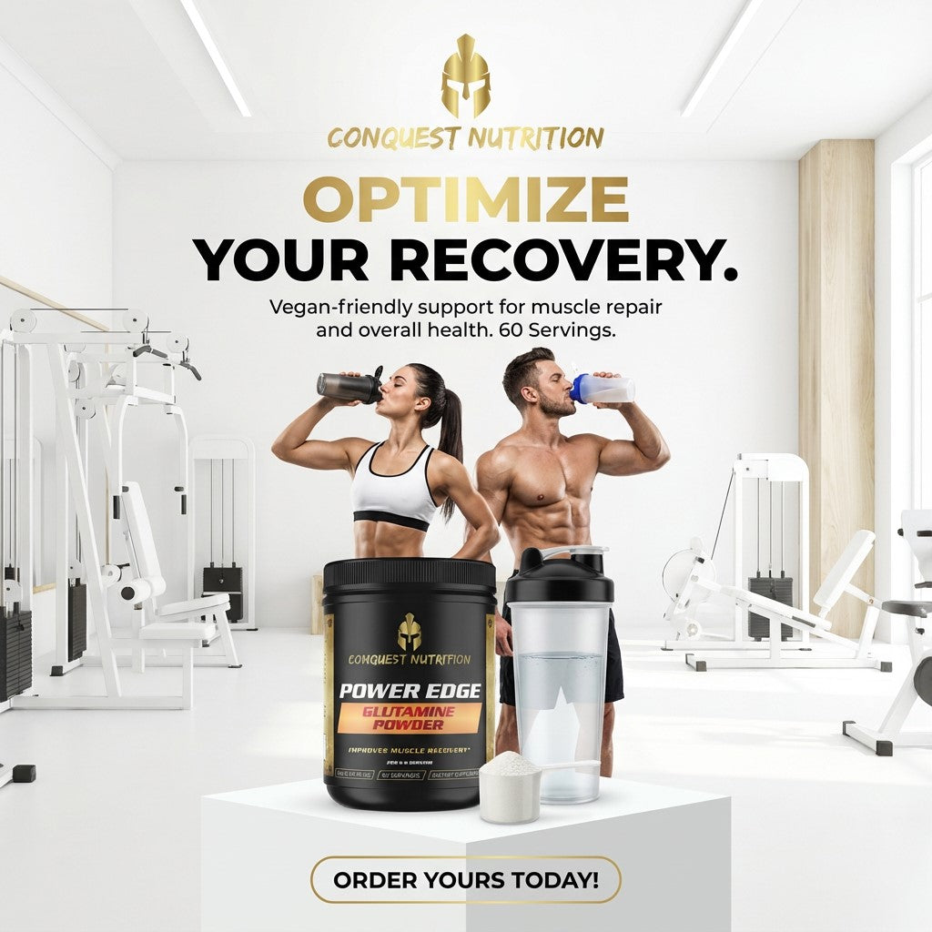 Power Edge Glutamine Powder 300mg - Vegan Friendly Supplement, 60 Servings