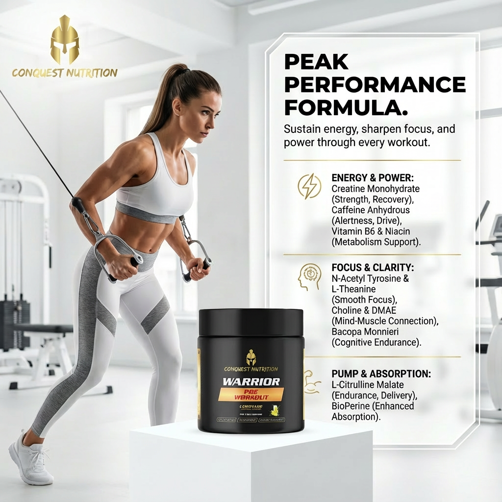 Woman exercising in a gym with Congest Nutrition supplement container and product details.