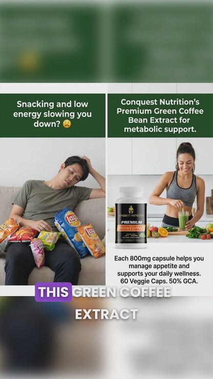 Premium Green Coffee Bean Extract 800mg - 60 Veggie Capsules with 50% GCA