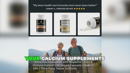 Vitamin K2 D3 Plus Capsules with Bioperine - 60 Veggie Capsules for Enhanced Absorption