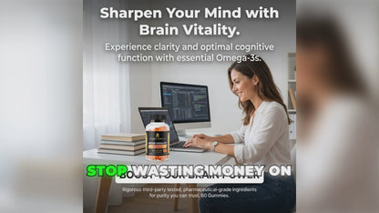 Brain Vitality Omega 3 Gummies - Boost Brain Health with 60 Delicious Gummies