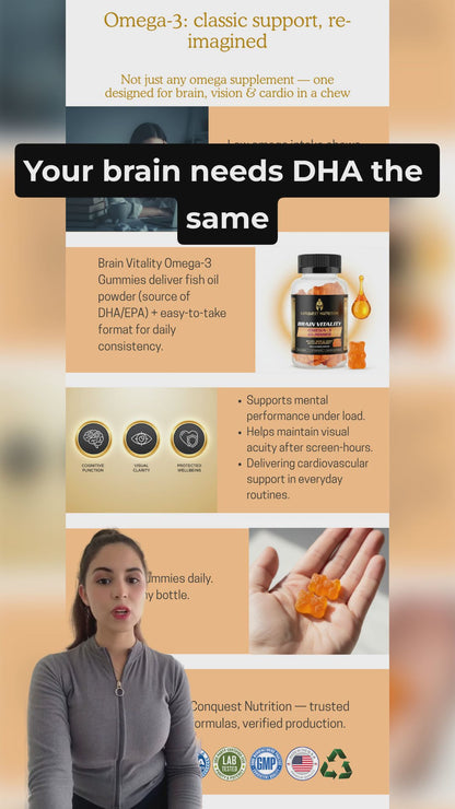Brain Vitality Omega 3 Gummies - Boost Brain Health with 60 Delicious Gummies