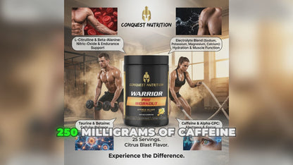 Warrior Pre-Workout Citrus Blast Flavor - 25 Servings for Ultimate Energy Boost