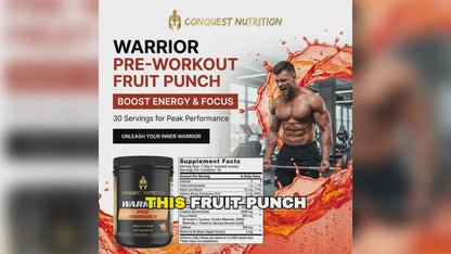 Warrior Pre-Workout Fruit Punch Flavor - 30 Servings for Enhanced Energy and Focus
