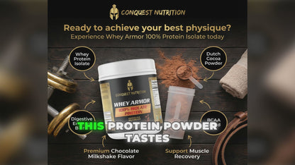 Whey Armor 100% Isolate Protein Chocolate Milkshake Flavor - Premium 1lb Whey Armor 100% Protein Isolate Chocolate