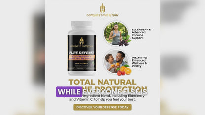 Pure Defense Elderberry Immune Support with Vitamin C - 60 Veggie Capsules for Optimal Wellness
