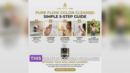 Pure Flow Colon Cleanse Formula - 60 Veggie Capsules for Digestive Health