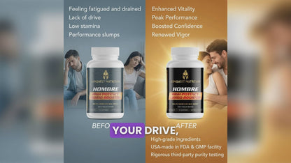 Hombre High Potency Libido Booster - 60 Capsules Performance Enhancer for Men