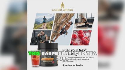 Buzzed Essential Amino Acids Raspberry Iced Tea Flavor - 40 Servings for Optimal Recovery